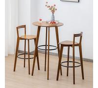 Ensemble de salle à manger moderne 3 pièces - Table de bar ronde et 2 tabourets à dossier haut - Meuble de bistrot à hauteur de comptoir de cuisine - Assemblage facile pour petit déjeuner, coin salon
