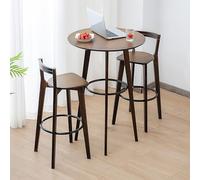 Ensemble de salle à manger moderne 3 pièces - Table de bar ronde et 2 tabourets à dossier, hauteur de comptoir de cuisine, assemblage facile, meubles de bistrot pour petit déjeuner et petit restaurant