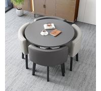 Ensemble de salle à manger moderne 4 pièces Table ronde avec chaises pour petits espaces, table basse et chaise Combo pour balcon, salon, cuisine, bureau, ensemble de meubles élégants (Style 2 80 x 80
