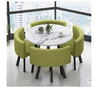 Ensemble de salle à manger moderne 5 pièces avec table ronde et chaises pour salon, balcon ou bureau, couleur verte