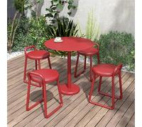Ensemble de salle à manger moderne 5 pièces pour 4 personnes, petite table ronde de 78,7 cm et chaises, parfait pour terrasse, cour, porche - Ensemble de meubles rouges élégants
