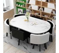 Ensemble de salle à manger moderne 7 pièces - Table ovale et 6 chaises pour cuisine, salon, salon et salle de réunion - Meubles élégants pour les réunions de famille et les divertissements
