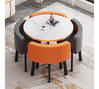 Ensemble de Salle à Manger Moderne composé d'une Table Ronde et de 4 chaises, idéal pour la Cuisine, Le Salon, Un Restaurant ou Un Espace de Loisirs.