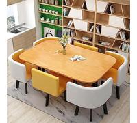 Ensemble de salle à manger moderne du milieu du siècle 7 pièces avec table de bar et chaises pour 6 personnes Idéal pour salle à manger, cuisine, restaurant, salon, petite taille 90 x 150 cm