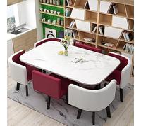 Ensemble de salle à manger moderne du milieu du siècle 7 pièces pour 6 personnes, table de cuisine et de bar avec chaises, parfait pour la salle à manger, le restaurant et la décoration du salon.