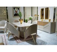 Ensemble de salle à manger moderne et élégant Table de salle à manger 6x chaises Buffet complet avec miroir