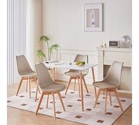 Ensemble de Salle à Manger Moderne - Table de Cuisine Rectangle et 4 Chaises de Cuisine Kaki