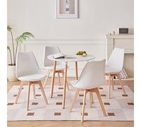 Ensemble de Salle à Manger Moderne - Table Ronde de Bureau et 4 Chaises de Cuisine Blanc