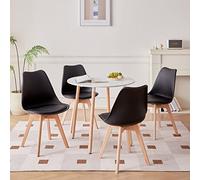 Ensemble de Salle à Manger Moderne - Table Ronde de Bureau et 4 Chaises de Cuisine Noir