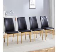 Ensemble de salle à manger modulaire complet avec table de rangement intégrée et quatre fauteuils confortables en cuir synthétique pour cuisine, salon, ameublement moderne et élégant (noir, 4)