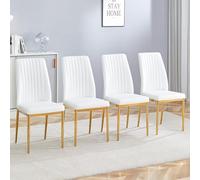 Ensemble de salle à manger modulaire complet avec table de rangement intégrée et quatre fauteuils confortables en cuir synthétique pour cuisine, salon, ameublement moderne et élégant (blanc B, 4)