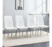 Ensemble de salle à manger modulaire complet avec table de rangement intégrée et quatre fauteuils confortables en cuir synthétique pour cuisine, salon, ameublement moderne et élégant (blanc A, 4)