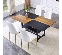 Ensemble de salle à manger modulaire complet avec table de rangement intégrée et quatre fauteuils confortables en cuir synthétique pour cuisine, salon, ameublement moderne et élégant (blanc B, 5)