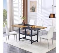 Ensemble de salle à manger modulaire complet avec table de rangement intégrée et quatre fauteuils confortables en cuir synthétique pour cuisine, salon, ameublement moderne et élégant (blanc A, 5)