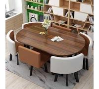 Ensemble de salle à manger ovale moderne 7 pièces - Meuble élégant de cuisine et de salon avec table à manger et table basse, parfait pour les réunions de famille et les divertissements