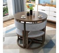 Ensemble de salle à manger peu encombrant : table ronde et 4 chaises pour salon, cuisine, salle de conférence, design compact, parfait pour les petits espaces, style moderne