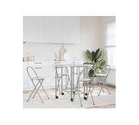 Ensemble de salle à manger - vidaXL - Pliable - 1 table et 4 chaises - MDF - Couleur chêne et argenté