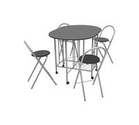 Vidaxl Ensemble De Salle À Manger Pliable 5 Pièces Mdf Noir Noir