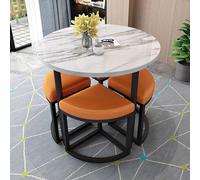 Ensemble de salle à manger pour 4 personnes, table ronde en bois 5 pièces avec chaises rembourrées, style milieu du siècle, idéale pour la cuisine, les conférences, le café ou la réception, salon ou b