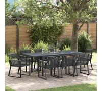 Ensemble de salle à manger pour jardin 9 pcs Noir Poly rotin vidaXL vidaXL