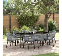 vidaXL Ensemble de jardin 9 pièces moderne Gris Rotin poly Acier enduit de poudre