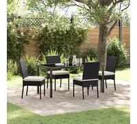 vidaXL Ensemble de Salle à Manger de Jardin de 5 Pièces Noir Poly Rattan