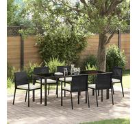 vidaXL Ensemble de jardin 5 pcs noir Poly rotin