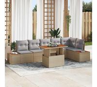 vidaXL Ensemble de sofa de jardin 7 pièces en poly rattan gris avec coussins