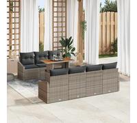 vidaXL Ensemble canapé de jardin 8 pièces rotin poly noir avec coussins