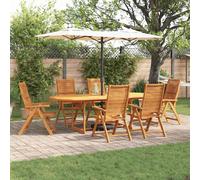 vidaXL Ensemble de Salle à Manger pour Jardin 7 pcs Marron, Ensemble de Salle à Manger en Acacia, mobilier Tendance pour Jardin, Table et chaises sur la terrasse