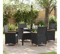 vidaXL Ensemble de Salle à Manger de Jardin de 5 pièces avec Coussins Noir Rattan Poly