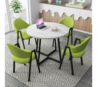 Ensemble de salle à manger rond 5 pièces avec 4 chaises rembourrées, table compacte en bois pour les coins de petit déjeuner et les petits espaces 80 x 75 cm, parfait pour les salles à manger