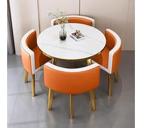 Ensemble de salle à manger rond 5 pièces avec table et 4 chaises moderne pour cuisine, petit déjeuner, bar, table de conférence, meubles élégants pour cuisine/salle à manger