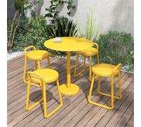 Ensemble de salle à manger rond 5 pièces pour 4 personnes, petite table et chaises, ensemble de meubles de salle à manger modernes pour terrasse, cour, porche (rouge, 80 cm)