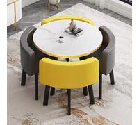 Ensemble de salle à manger rond avec 4 chaises Table de petit déjeuner Table de réunion Parfait pour salle à manger, cuisine, salle d'attente, club Jaune et noir
