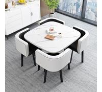 Ensemble de salle à manger rond compact pour 4 personnes - Mobilier de cuisine peu encombrant avec chaises élégantes parfait pour les petits espaces - Ensemble de salle à manger au design moderne