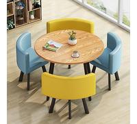 Ensemble de salle à manger rond de qualité supérieure 5 pièces - Table de qualité E1 avec 4 chaises élégantes pour cuisine, salle à manger, bar, bureau, extérieur, hôtel, café, salon et salon de thé