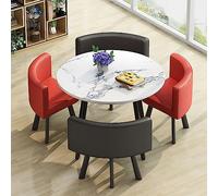 Ensemble de salle à manger rond de qualité supérieure 5 pièces - Table et 4 chaises de qualité E1 pour cuisine, salle à manger, bar, bureau, extérieur, hôtel, maison de thé, boulangerie, salon de