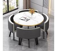 Ensemble de salle à manger rond de qualité supérieure 5 pièces - Table et 4 chaises de qualité E1 pour cuisine, salle à manger, bar, extérieur, hôtel, salon, salon de thé, boulangerie - Polyvalent