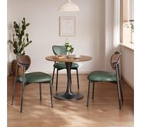 Ensemble de salle à manger rond en cuir avec table et chaises, 1 table et 3 chaises, peut servir de table basse, pour des négociations, convient pour un salon ou une salle de séjour.