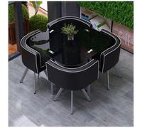 Ensemble de salle à manger rond et carré moderne 5 pièces - Table basse et chaises en verre trempé pour bureau, café, hôtel, salon - Mobilier de loisirs élégant