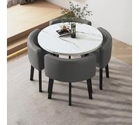 Ensemble de salle à manger rond moderne 4 pièces - Table et chaises peu encombrantes pour les petits espaces, idéal pour le petit déjeuner, le bar, la salle de conférence, le bureau, design élégant et