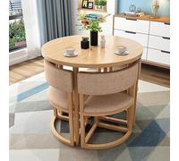 Ensemble de salle à manger rond moderne 5 pièces pour petits espaces - Table de cuisine avec cadre en métal et 4 chaises en cuir chic - Idéal pour la salle à manger et la décoration de la cuisine