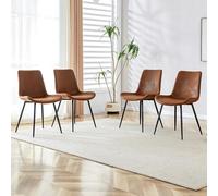 Ensemble de salle à manger rond moderne avec compartiment de rangement et quatre chaises, ensemble de salle à manger minimaliste aspect bois avec accent en verre et espace de rangement, ensemble de