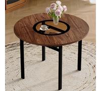 Ensemble de salle à manger rond moderne avec compartiment de rangement et quatre chaises, ensemble de salle à manger minimaliste aspect bois avec accent en verre et espace de rangement, ensemble de