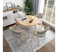 Ensemble de salle à manger ronde moderne avec 4 chaises - Table basse moderne - Petite table ronde - Ensemble de salle à manger pour petits espaces (gris)