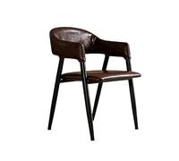 Ensemble de salle à manger rustique industriel, combinaison de chaise de Table en bois massif en faux cuir avec options rondes/carrées for les joints de hamburgers, les cafés et les magasins(C)