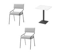 Ensemble de salle à manger, style industriel avec dessus en imitation marbre et cadre en métal robuste, sièges rembourrés pour cafés, bistrots, boulangeries et restaurants