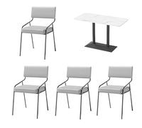 Ensemble de salle à manger, style industriel avec dessus en imitation marbre et cadre en métal robuste, sièges rembourrés pour cafés, bistrots, boulangeries et restaurants