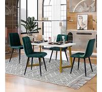 Ensemble De Salle À Manger, Table Rectangulaire 117 x 68 cm avec 4 Chaises en Velours Vert Foncé, Pieds Métalliques Dorés, Set Moderne pour Cuisine, Salle À Manger Et Salon
